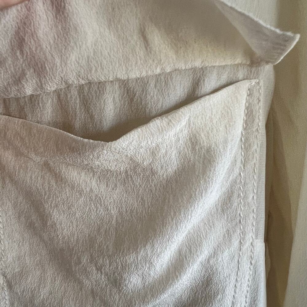 Talbots 100% Silk Cream Partial Button Front Long… - image 6